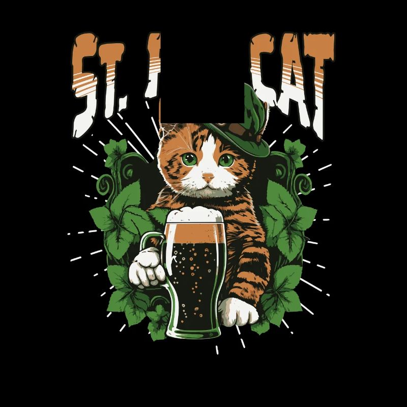 Drôle de chat buvant pour la Saint-Patrick