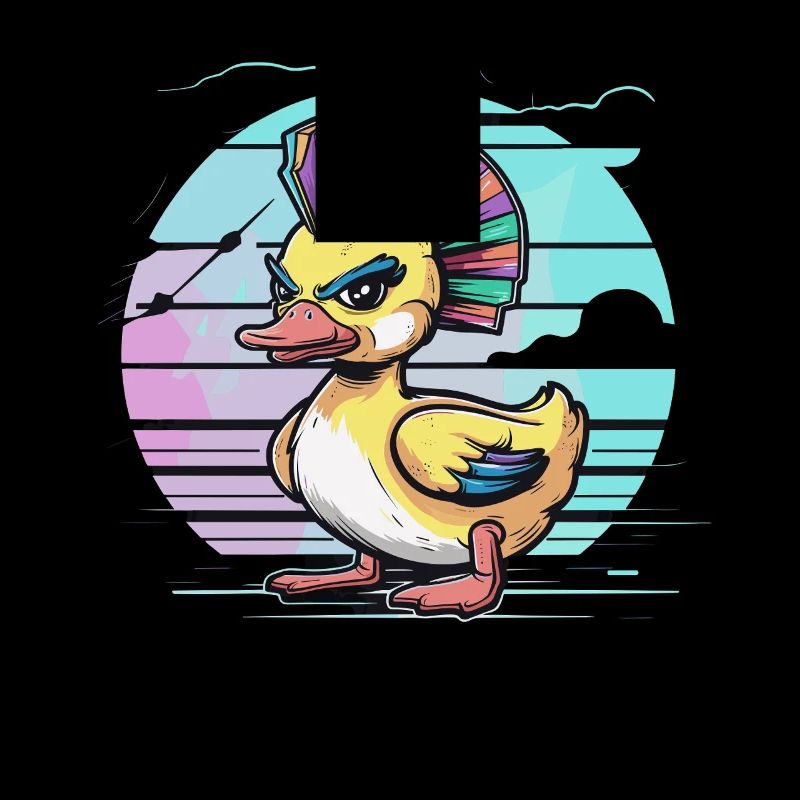 Punk duck avec mohawk arc-en-ciel devant