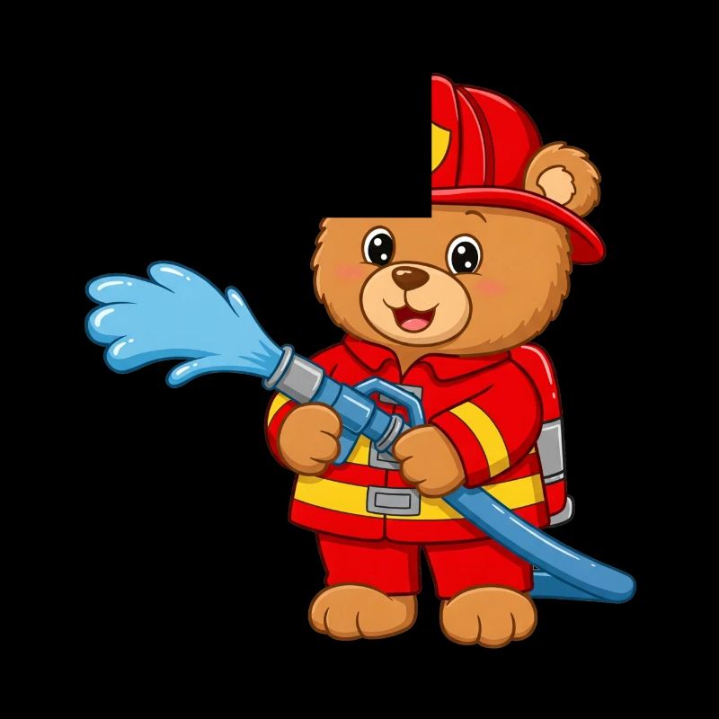 Teddy bear firefighter with hose