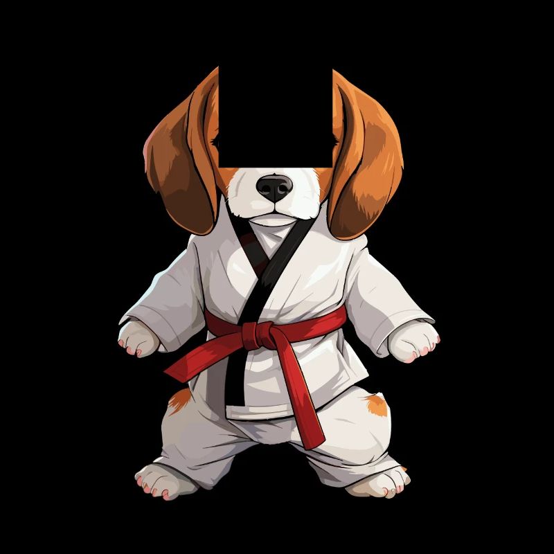 Karaté Beagle : Chien mignon en tenue de combat