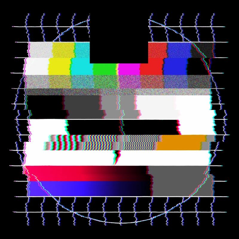Tube TV test pattern - distorted - 80s