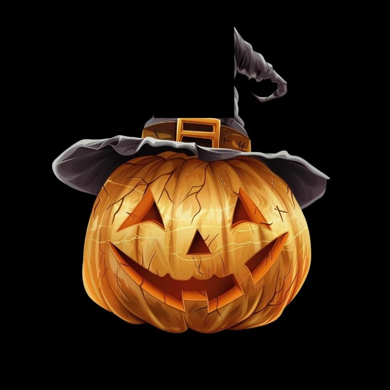 Spooky pumpkin with witch hat