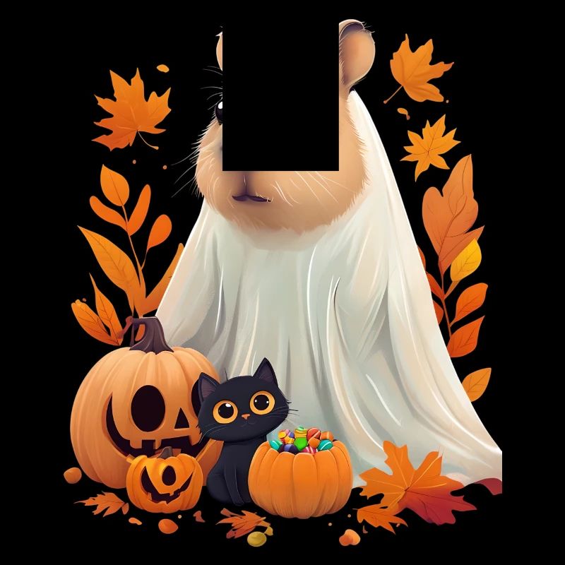 Halloween Capybara Katze Geist Geschenkidee