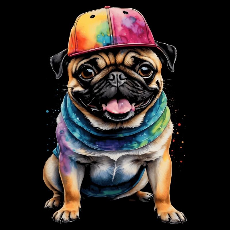 Carlin Snapback Cap Chien Coloré Drôle Design Imprimer