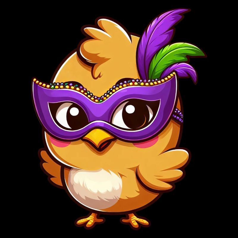 Mardi Gras poussin mignon poule dessin animé