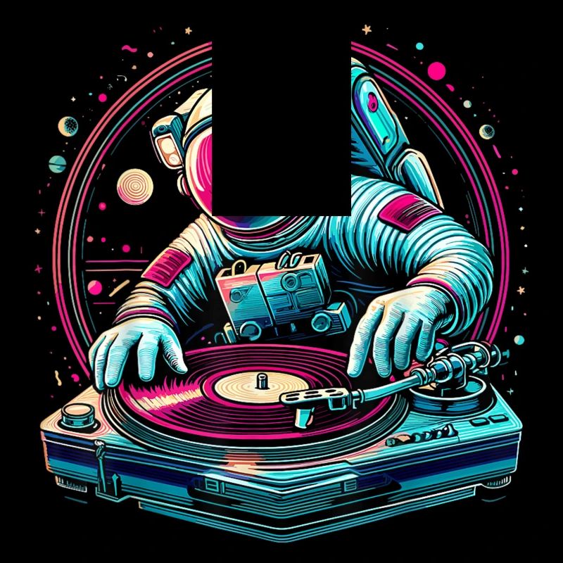 Astronaute DJ Planets DJing dans l’espace