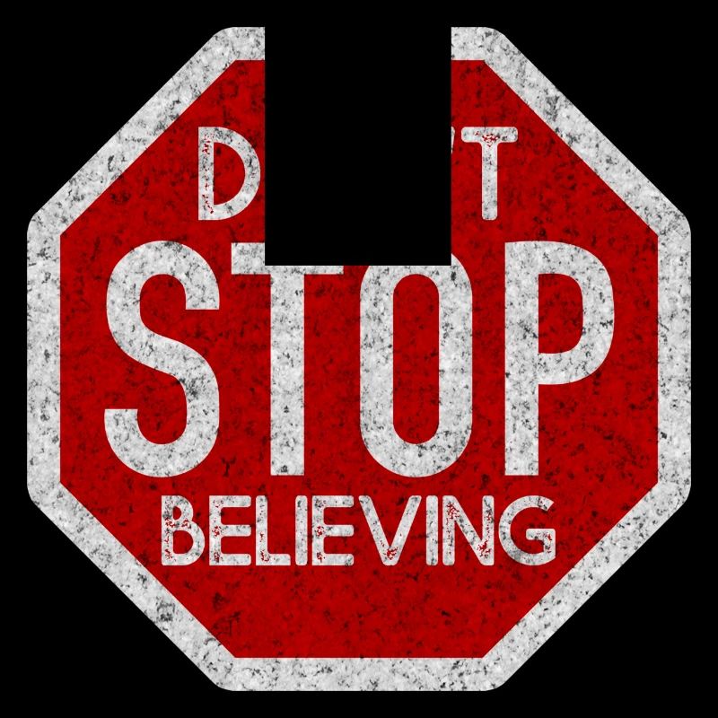 DONT STOP BELIEVING WHITE GRUNGE
