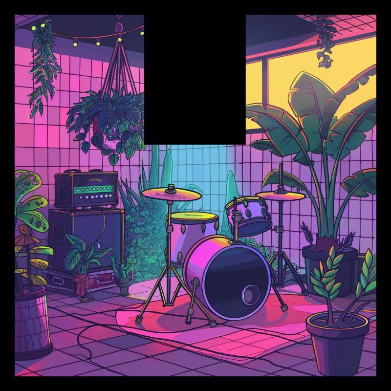 Plantes et musique - Impression de mode de haute qualité