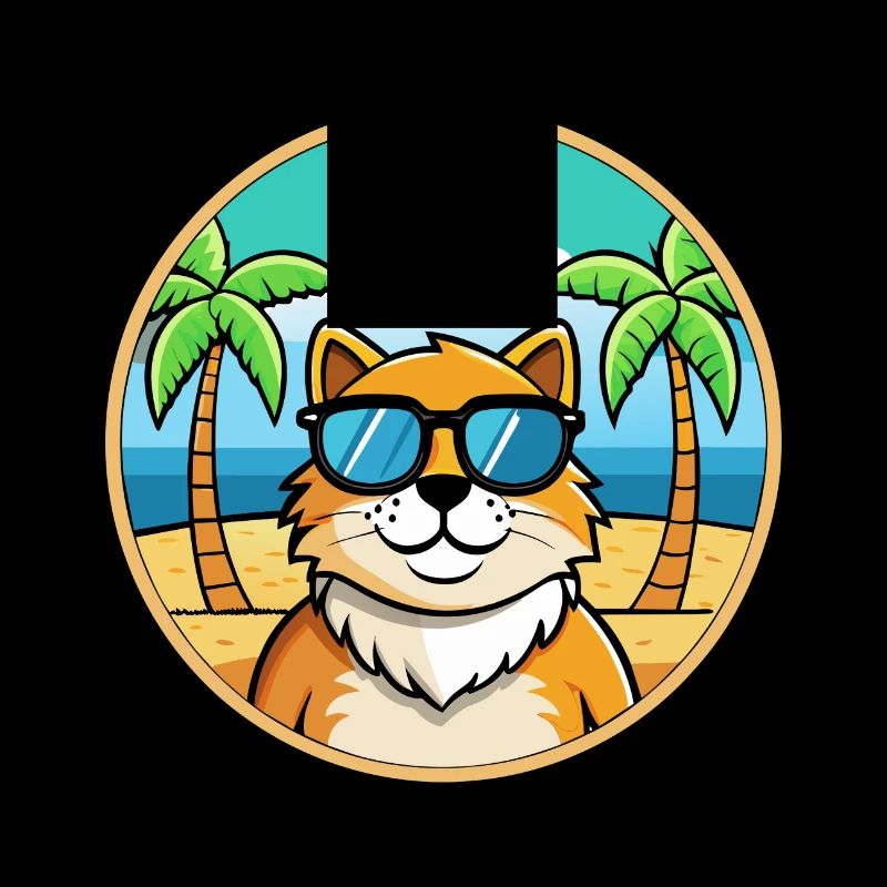 Ragamuffin Cat Breed Cartoon Sunglasses Beach