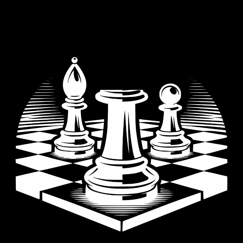 Chessboard with chess pieces king and bishop