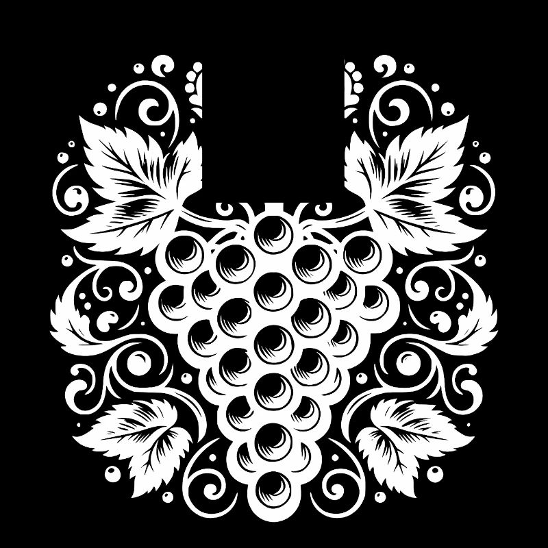 Grapes with elegance and crown in decorative style