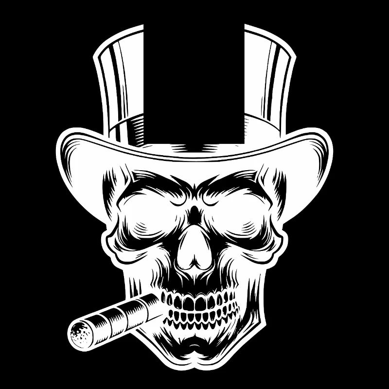 Grim Skull Cigar Tattoo Halloween Style