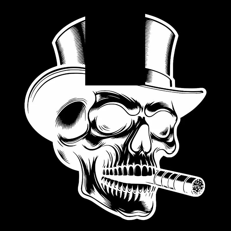 Conception de tête de mort de chapeau haut de forme flagrante avec une touche fumée