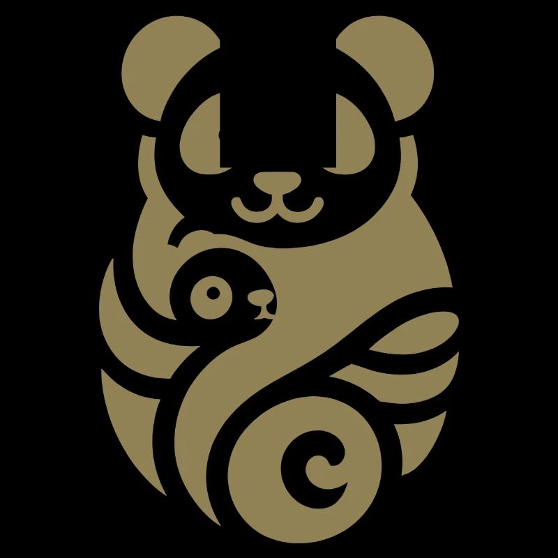 Panda Mutter Kind Silhouette Minimalistisch