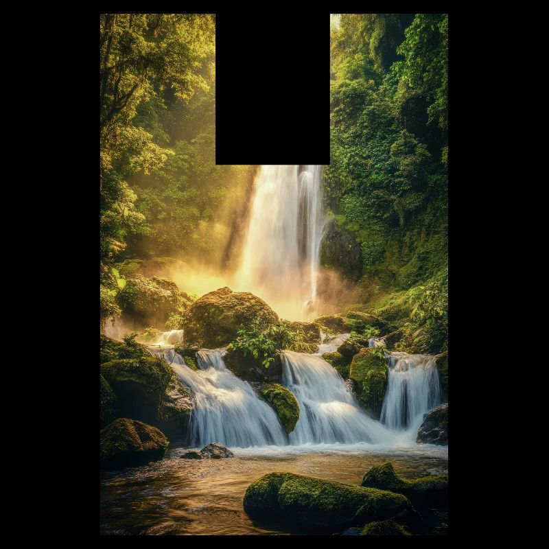 Lever du soleil sur une cascade cachée