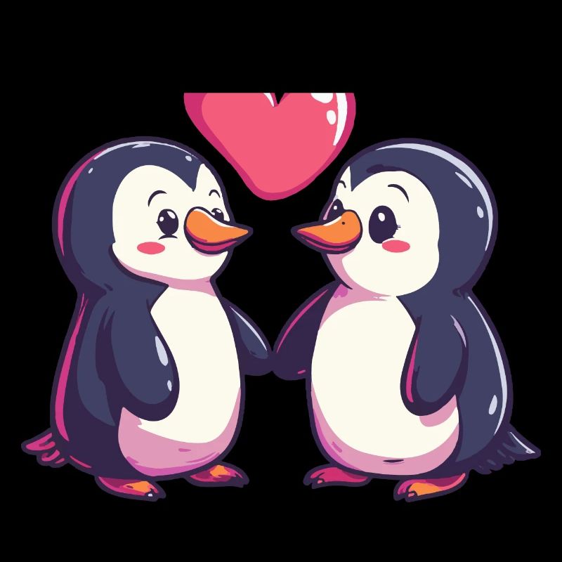 Pingouin Couple Amour Saint-Valentin