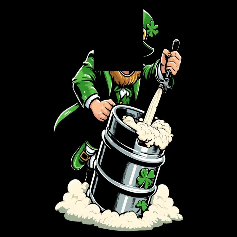 Leprechaun (Irish leprechaun) taps beer