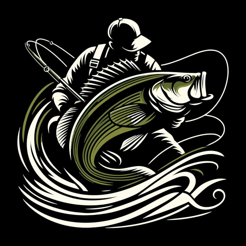 Pêche pêcheur perche poisson géant vert olive cadeau