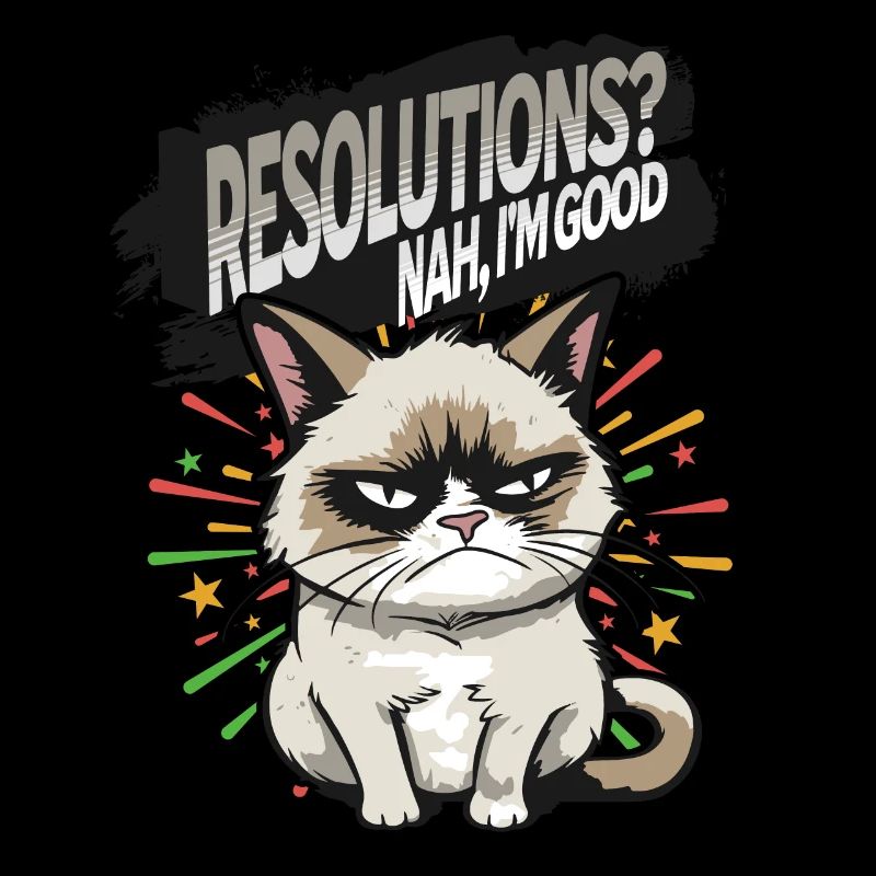 Résolutions? Près! Pyjama Angry Cat Bonne Année