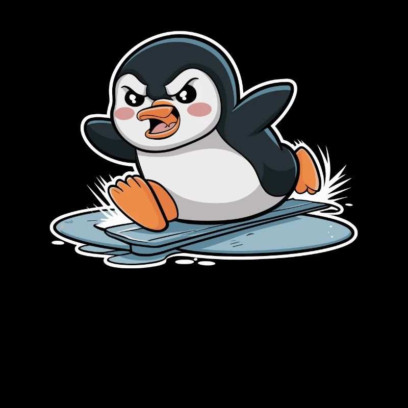 Wütender Pinguin Beim Rennen Auf Eis