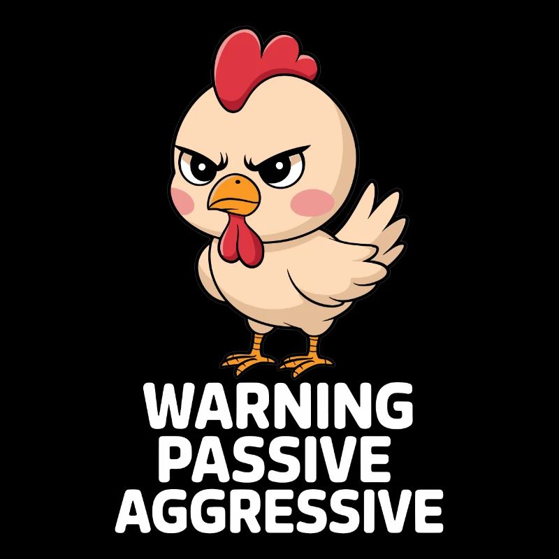 Warning Passive Aggressive Chicken Humor Cartoon