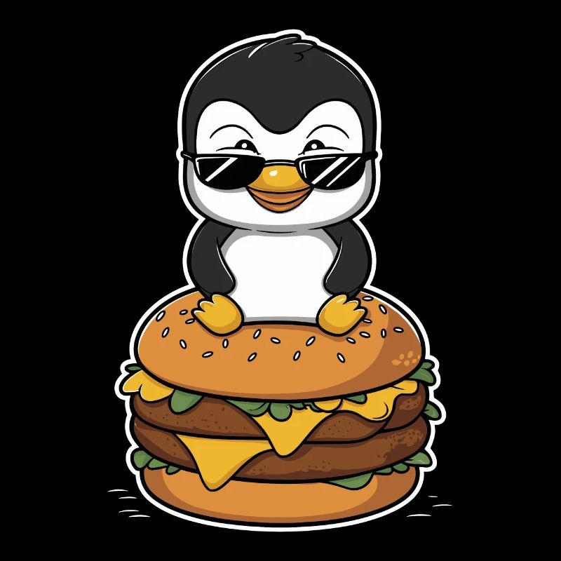 Cooler Pinguin Mit Burger