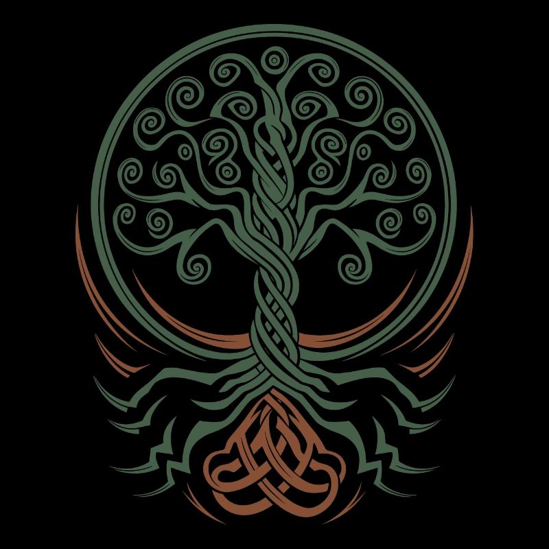 Arbre de vie néo-celtique aux racines entrelacées