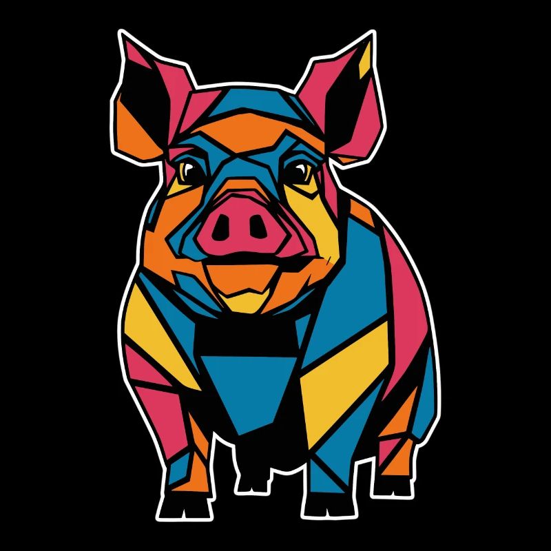 Cochon graphique graphique d’animal de ferme géométrique coloré