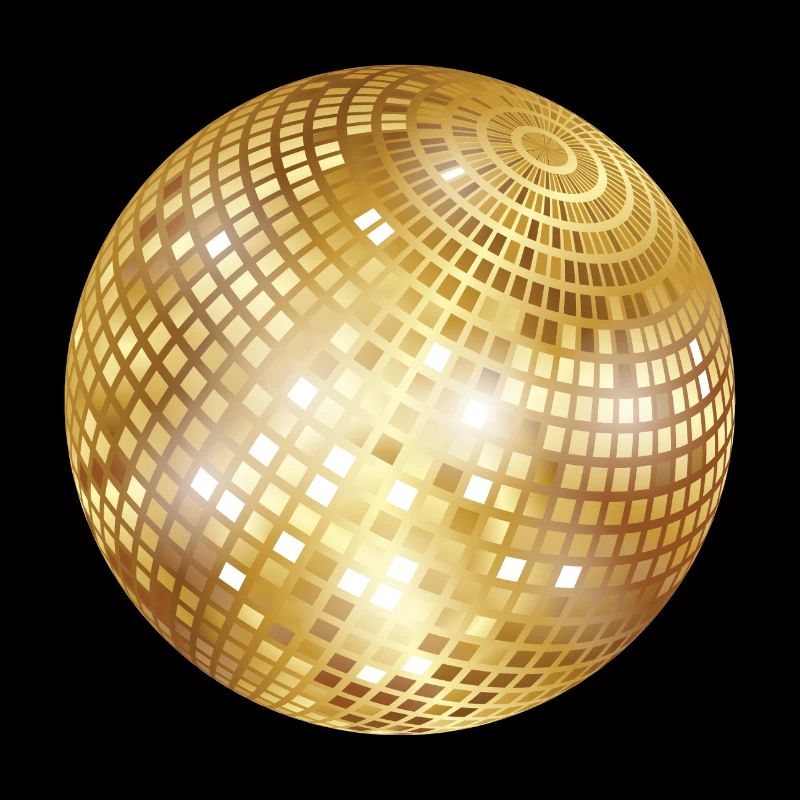 Diskokugel / Spiegelkugel / Disco Ball (Gold, PNG)