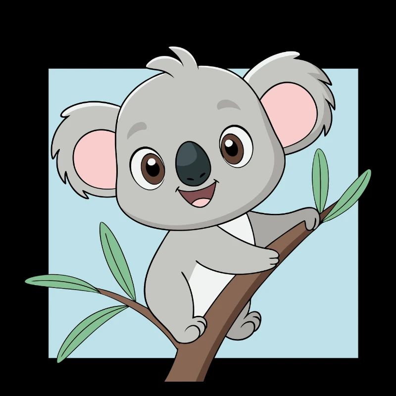 Bébé koala joyeux sur une branche (v02)