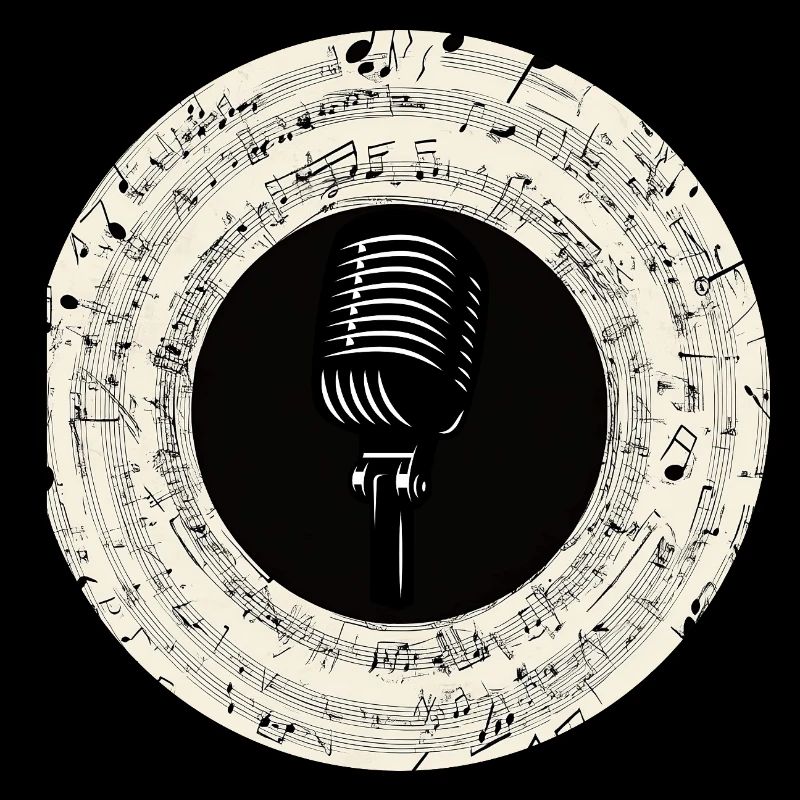 Microphone Musical Notes Art