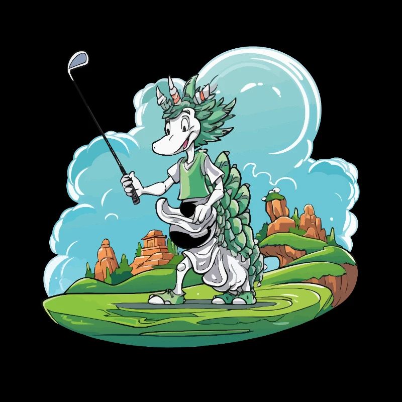 Dragon golfers on green golf course