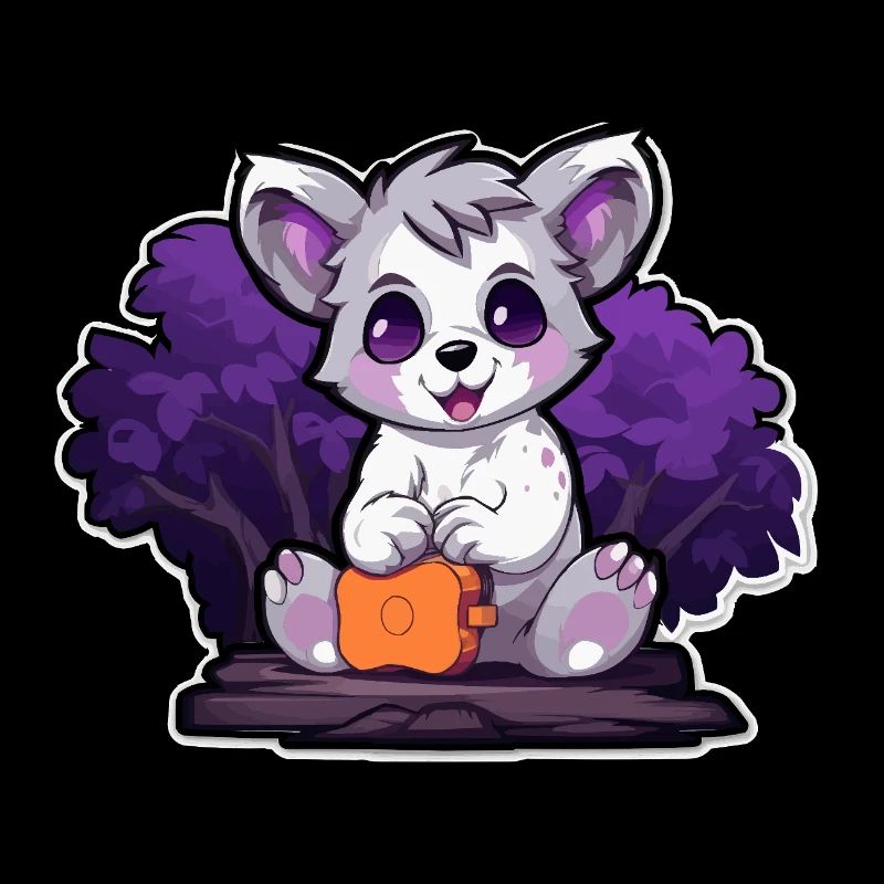 Panda câlin dans le buisson violet