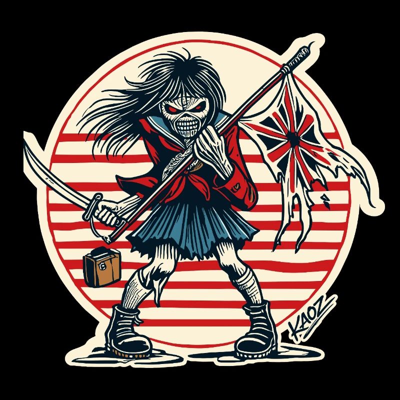 Rogue Samurai Maiden with Tattered Flag