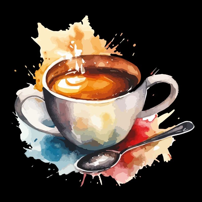 Aquarell Kaffee Becher Spritzfarben