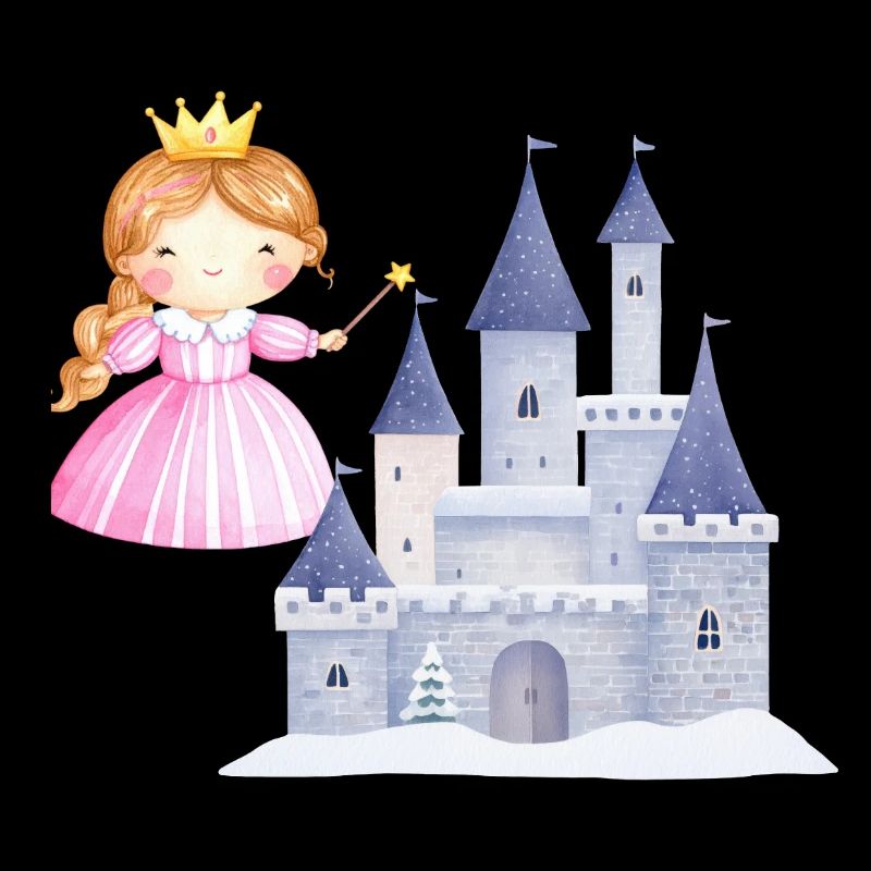 Princesse devant le château de neige