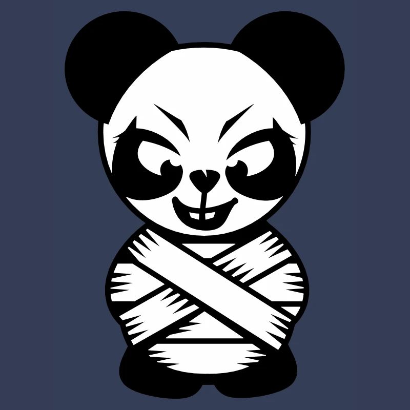 Panda bear with straitjacket and crazy eyes