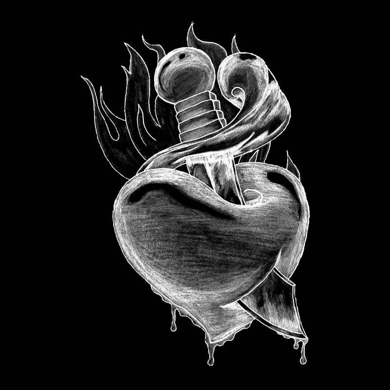 Flame Heart Dagger Sketch