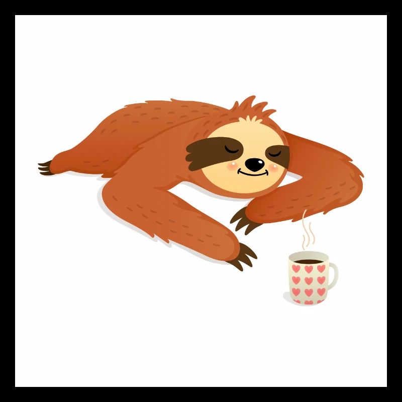 Sleeping Sloth With Coffee