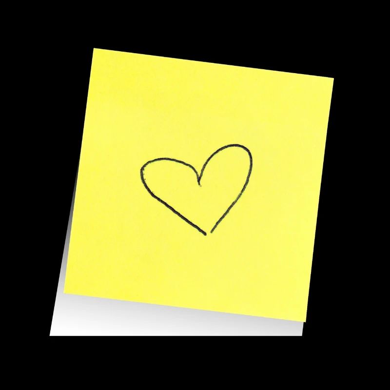 yellow notepad, sticky note, heart, love