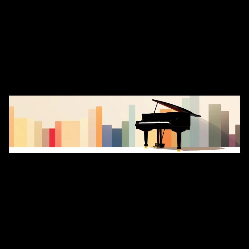 Panorama-Klavier mit Horizont-Farbbalken.