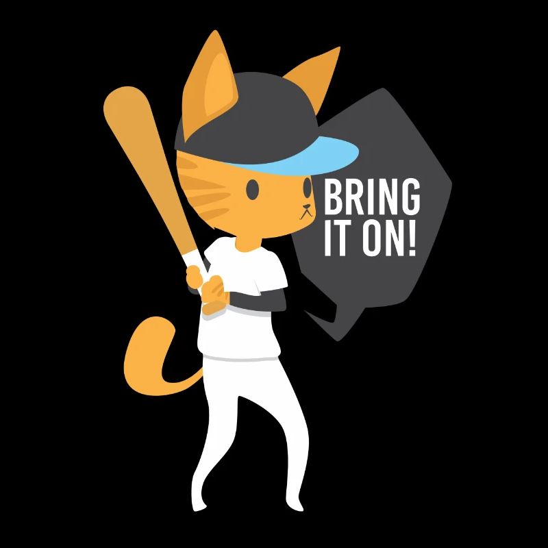 Katze Baseball Sprechblase Geschenk Kinder Comic
