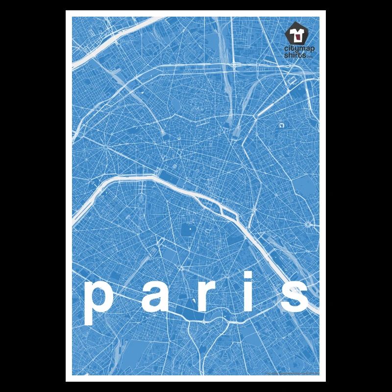 Paris hipster city map blue