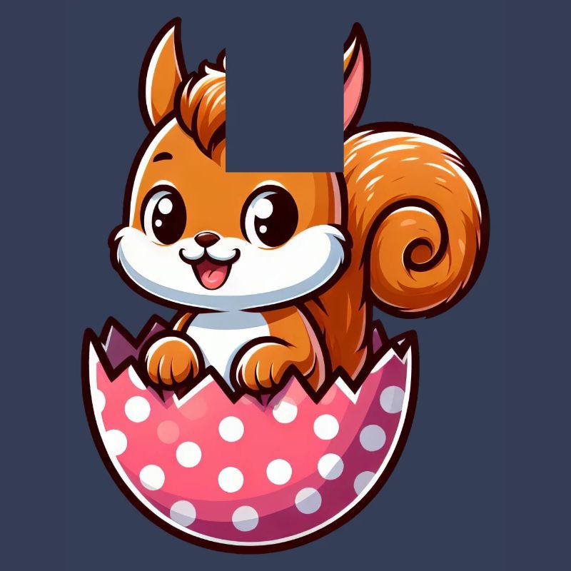 Süßes Eichhörnchen mit Osterei Comic Design