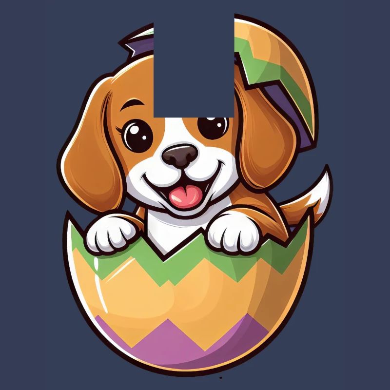 Oeuf de Pâques coloré avec conception de Beagle à éclosion