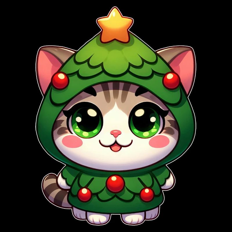 Skurrile Katze im Weihnachtskostüm Cartoon