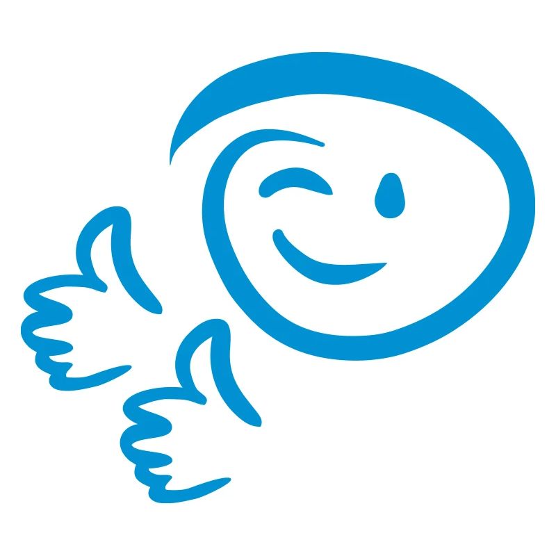 Face winks, shows two thumbs up. Emoticon.