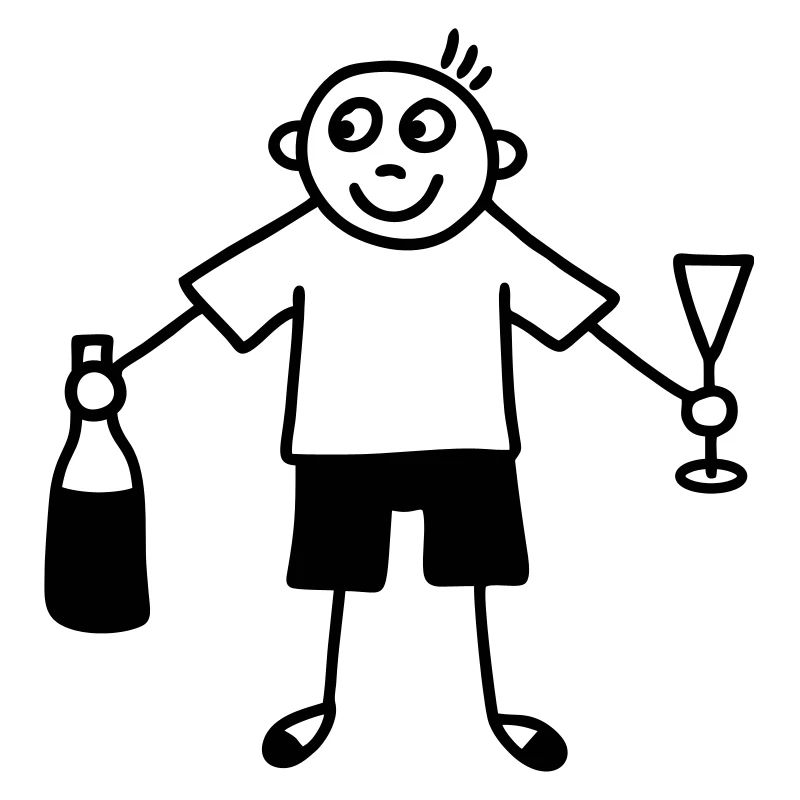 Mann mit Sektglas & Sektflasche
