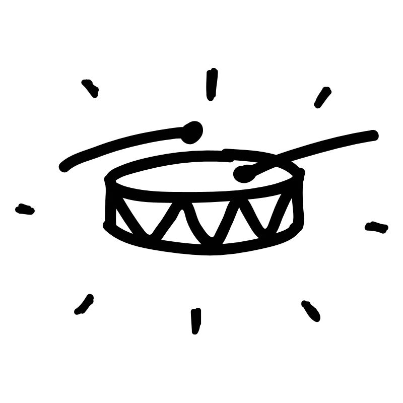 Small marching drum with drumsticks