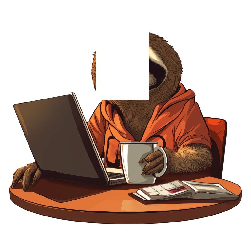Sloth CEO - Relaxed Chef with Coffee and Lap